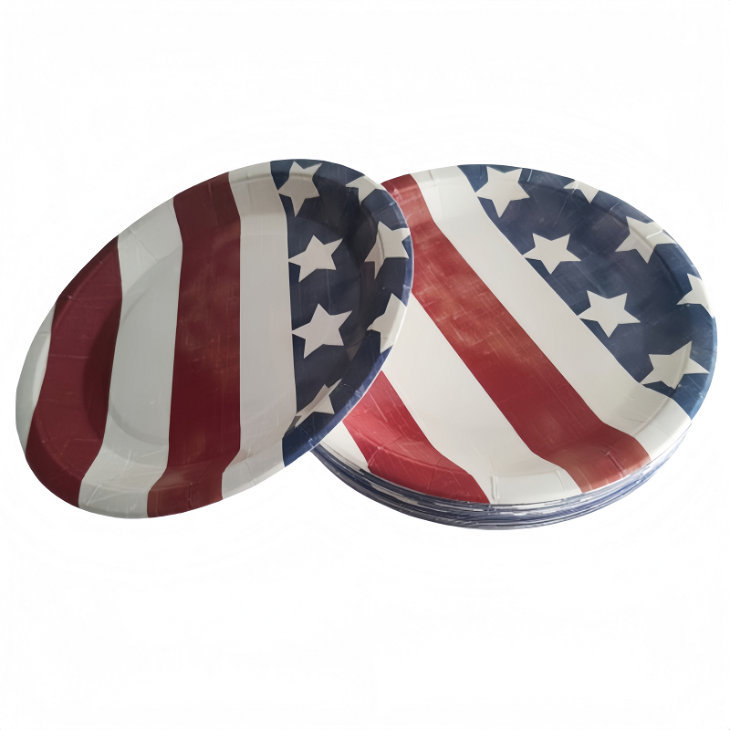 Vintage American Flag Paper Plates, Disposable Patriotic Tableware for 4th of July, Memorial Day and Independence Day Parties, Eco-Friendly Compostable Plates